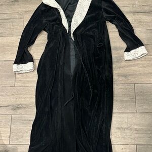 Dior Black Velvet Robe with White Lace Accents